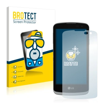 Face avant d’un emballage produit avec le logo de la marque BROTECT. À côté, l’appareil LG Optimus Zone 3 est représenté avec 