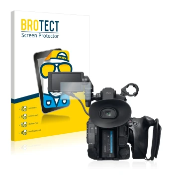 Face avant d’un emballage produit avec le logo de la marque BROTECT. À côté, l’appareil Sony PXW-FS5 est représenté avec la pr