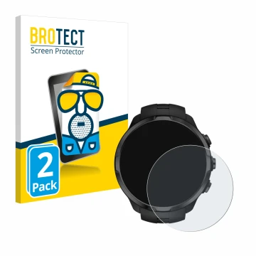 Face avant d’un emballage produit avec le logo de la marque BROTECT. À côté, l’appareil Suunto Spartan Sport Wrist HR est repr