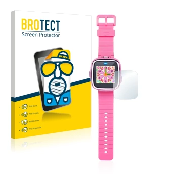 Face avant d’un emballage produit avec le logo de la marque BROTECT. À côté, l’appareil Vtech Kidizoom Smart Watch DX est repr