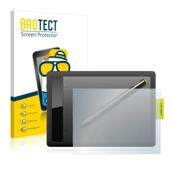 Face avant d’un emballage produit avec le logo de la marque BROTECT. À côté, l’appareil Wacom One s CTL-471 est représenté ave
