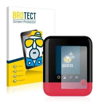 Face avant d’un emballage produit avec le logo de la marque BROTECT. À côté, l’appareil Polaroid Pop est représenté avec la pr