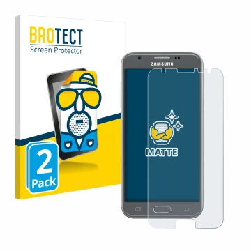 Face avant d’un emballage produit avec le logo de la marque BROTECT. À côté, l’appareil Samsung Galaxy J3 2017 est représenté 