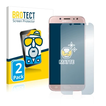 Face avant d’un emballage produit avec le logo de la marque BROTECT. À côté, l’appareil Samsung Galaxy J7 2017 est représenté 