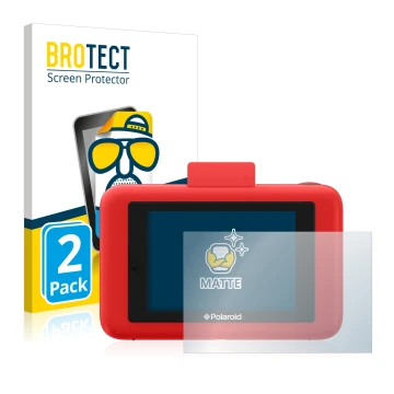Face avant d’un emballage produit avec le logo de la marque BROTECT. À côté, l’appareil Polaroid Snap Touch est représenté ave