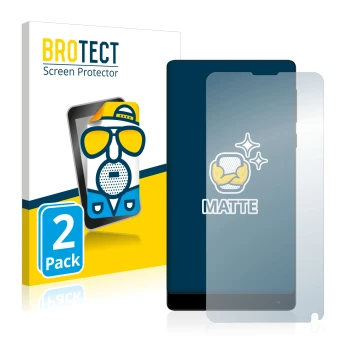 Face avant d’un emballage produit avec le logo de la marque BROTECT. À côté, l’appareil Xiaomi Mi Mix 2 est représenté avec la