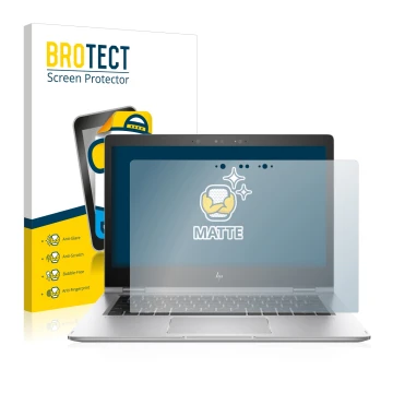 Face avant d’un emballage produit avec le logo de la marque BROTECT. À côté, l’appareil HP EliteBook x360 1030 G2 est représen
