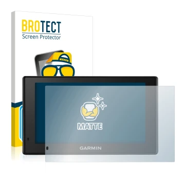 Face avant d’un emballage produit avec le logo de la marque BROTECT. À côté, l’appareil Garmin DriveSmart 51 LMT-D est représe