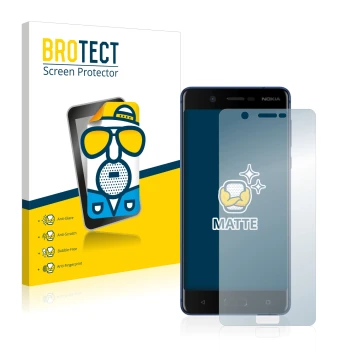 Face avant d’un emballage produit avec le logo de la marque BROTECT. À côté, l’appareil Nokia 5 est représenté avec la protect