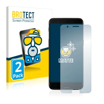 Face avant d’un emballage produit avec le logo de la marque BROTECT. À côté, l’appareil OnePlus 5 est représenté avec la prote
