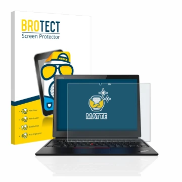Face avant d’un emballage produit avec le logo de la marque BROTECT. À côté, l’appareil Lenovo ThinkPad X1 Yoga (1ère Gen.) es