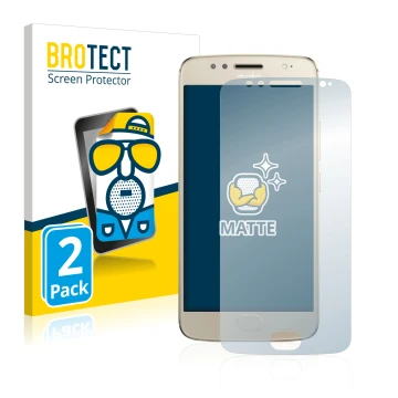 Face avant d’un emballage produit avec le logo de la marque BROTECT. À côté, l’appareil Motorola Moto G5S est représenté avec 