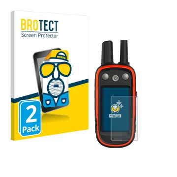 Face avant d’un emballage produit avec le logo de la marque BROTECT. À côté, l’appareil Garmin Atemos 100 est représenté avec 