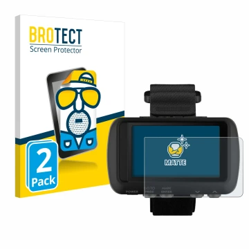 Face avant d’un emballage produit avec le logo de la marque BROTECT. À côté, l’appareil Garmin Foretrex 601 est représenté ave