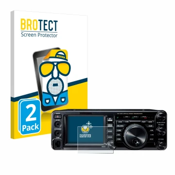 Face avant d’un emballage produit avec le logo de la marque BROTECT. À côté, l’appareil Yaesu FT-991A est représenté avec la p