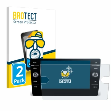 Face avant d’un emballage produit avec le logo de la marque BROTECT. À côté, l’appareil Volkswagen T-Roc 2017-2019 Discover Me