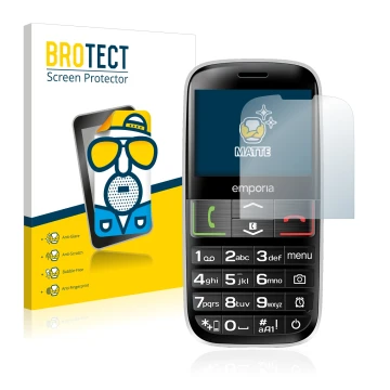 Face avant d’un emballage produit avec le logo de la marque BROTECT. À côté, l’appareil Emporia Euphoria V50-3G est représenté