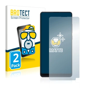 Face avant d’un emballage produit avec le logo de la marque BROTECT. À côté, l’appareil Xiaomi Mi Mix 2S est représenté avec l