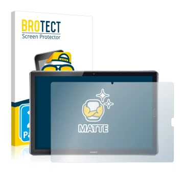 Face avant d’un emballage produit avec le logo de la marque BROTECT. À côté, l’appareil Huawei MediaPad M5 10.8 est représenté