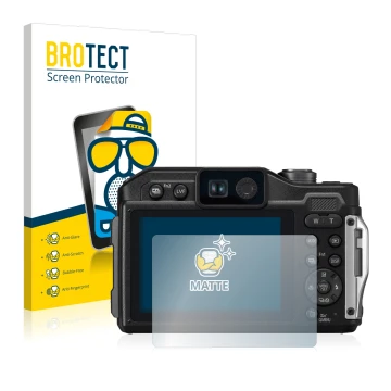 Face avant d’un emballage produit avec le logo de la marque BROTECT. À côté, l’appareil Panasonic Lumix DC-FT7 est représenté 