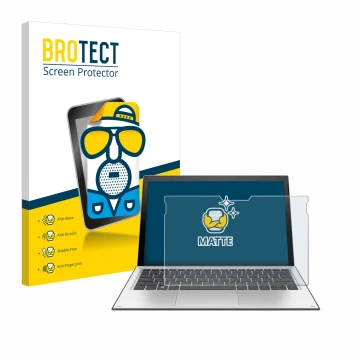 Face avant d’un emballage produit avec le logo de la marque BROTECT. À côté, l’appareil HP Elite x2 1013 G3 est représenté ave