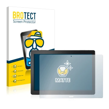 Face avant d’un emballage produit avec le logo de la marque BROTECT. À côté, l’appareil Lenovo Tab P10 (10,1