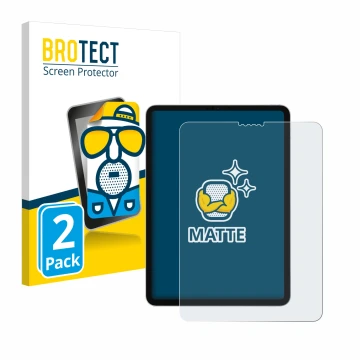 Face avant d’un emballage produit avec le logo de la marque BROTECT. À côté, l’appareil Apple iPad Pro 11
