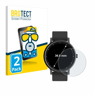 Face avant d’un emballage produit avec le logo de la marque BROTECT. À côté, l’appareil Circulaire Displays (ø: 36 mm) est rep