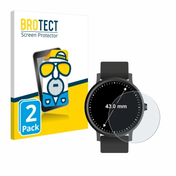 Face avant d’un emballage produit avec le logo de la marque BROTECT. À côté, l’appareil Circulaire Displays (ø: 43 mm) est rep