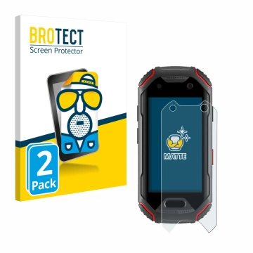 Face avant d’un emballage produit avec le logo de la marque BROTECT. À côté, l’appareil Unihertz Atom est représenté avec la p