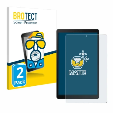 Face avant d’un emballage produit avec le logo de la marque BROTECT. À côté, l’appareil Samsung Galaxy Tab A 10.1 WiFi 2019 es