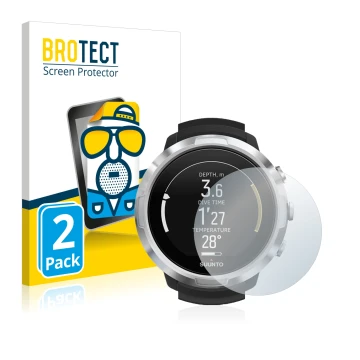 Face avant d’un emballage produit avec le logo de la marque BROTECT. À côté, l’appareil Suunto D6 Support est représenté avec 