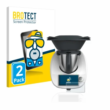 Face avant d’un emballage produit avec le logo de la marque BROTECT. À côté, l’appareil Vorwerk Thermomix TM6 est représenté a