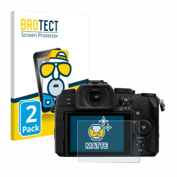 Face avant d’un emballage produit avec le logo de la marque BROTECT. À côté, l’appareil Panasonic Lumix DC-G91 est représenté 