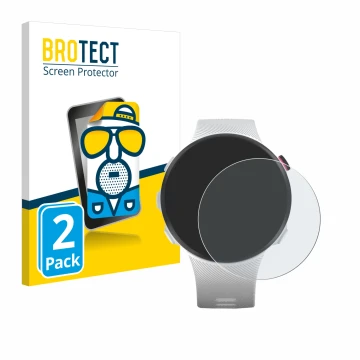 Face avant d’un emballage produit avec le logo de la marque BROTECT. À côté, l’appareil Garmin Forerunner 45S est représenté a