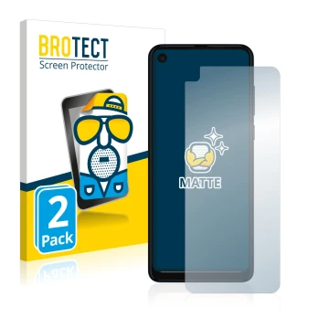 Face avant d’un emballage produit avec le logo de la marque BROTECT. À côté, l’appareil Motorola One Vision est représenté ave
