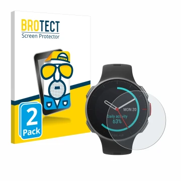 Face avant d’un emballage produit avec le logo de la marque BROTECT. À côté, l’appareil Polar Vantage V Titan est représenté a