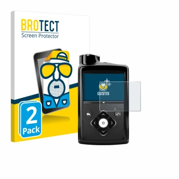 Face avant d’un emballage produit avec le logo de la marque BROTECT. À côté, l’appareil Medtronic Minimed 670G est représenté 