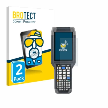 Face avant d’un emballage produit avec le logo de la marque BROTECT. À côté, l’appareil Honeywell Dolphin CK65 est représenté 