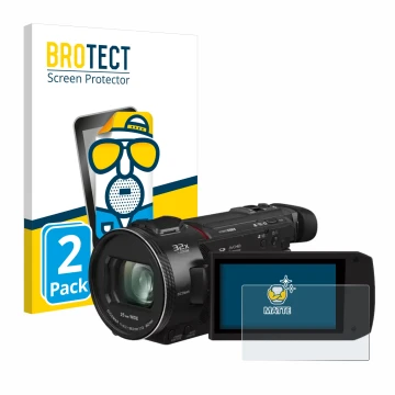 Face avant d’un emballage produit avec le logo de la marque BROTECT. À côté, l’appareil Panasonic HC-VXF11 est représenté avec