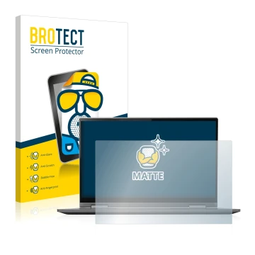 Face avant d’un emballage produit avec le logo de la marque BROTECT. À côté, l’appareil Lenovo Yoga C740 14