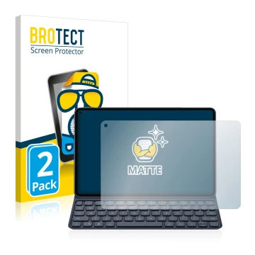 Face avant d’un emballage produit avec le logo de la marque BROTECT. À côté, l’appareil Huawei MatePad Pro (2019) est représen