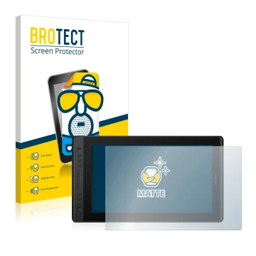 Face avant d’un emballage produit avec le logo de la marque BROTECT. À côté, l’appareil Huion Kamvas Pro 16 Premium est représ