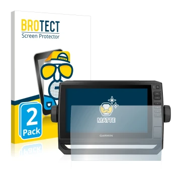 Face avant d’un emballage produit avec le logo de la marque BROTECT. À côté, l’appareil Garmin ECHOMAP UHD 92sv est représenté