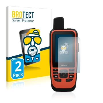 Face avant d’un emballage produit avec le logo de la marque BROTECT. À côté, l’appareil Garmin GPSMAP 86i est représenté avec 