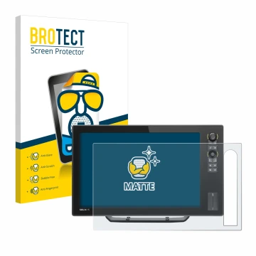 Face avant d’un emballage produit avec le logo de la marque BROTECT. À côté, l’appareil Humminbird Solix 12 est représenté ave