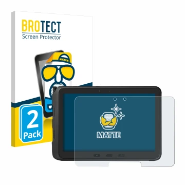 Face avant d’un emballage produit avec le logo de la marque BROTECT. À côté, l’appareil Samsung Galaxy Tab Active Pro est repr