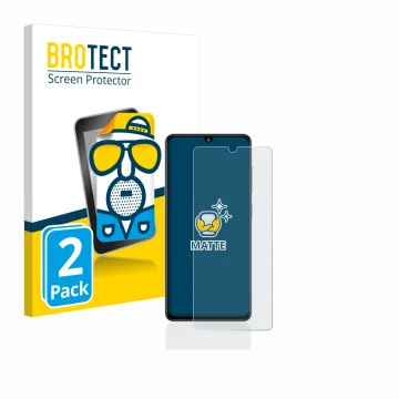 Face avant d’un emballage produit avec le logo de la marque BROTECT. À côté, l’appareil Samsung Galaxy A41 est représenté avec