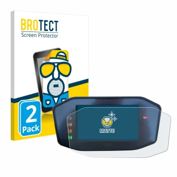 Face avant d’un emballage produit avec le logo de la marque BROTECT. À côté, l’appareil KTM 890 Duke R 2020 TFT Screen est rep