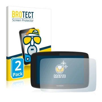 Face avant d’un emballage produit avec le logo de la marque BROTECT. À côté, l’appareil TomTom Go Professional 6200 est représ